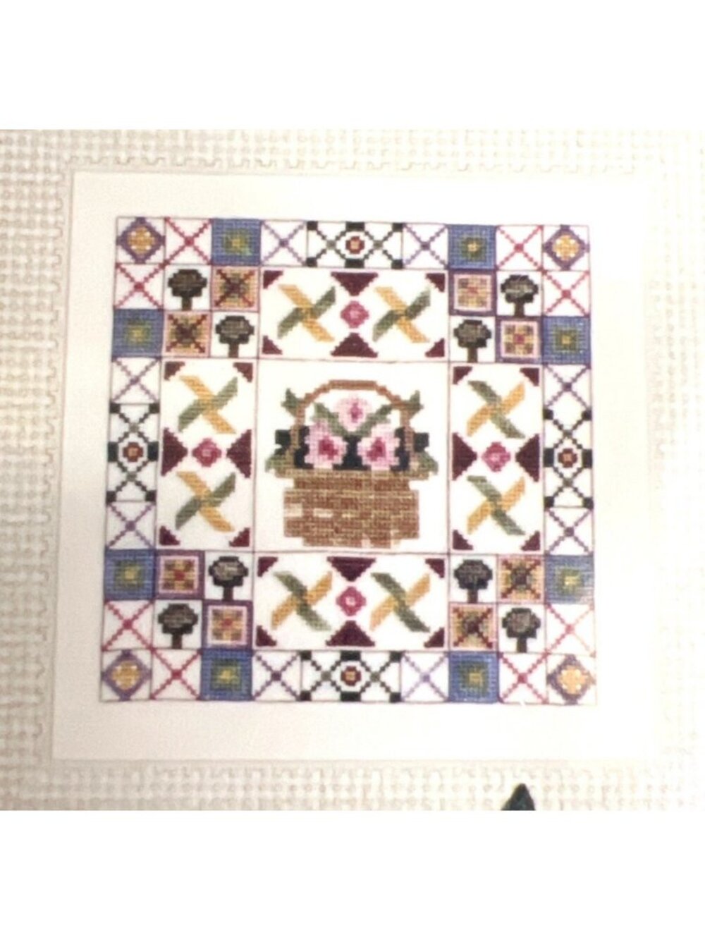 Spring Basket Cross Stitch Pattern By Sunflower Samplings 100 X 100 Stitches